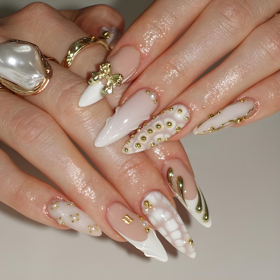 nails for white and gold dress White Nails Ideas 2026: Elegant and Trendy Designs for Every Style