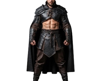 Royal Vanguard leren harnasset – middeleeuws krijgerkostuum voor cosplay en LARP