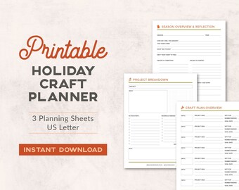 Holiday Craft Planning Printable, Christmas Gift Planner, Handmade Project Breakdown, US Letter Size, Digital Template, Instant Download