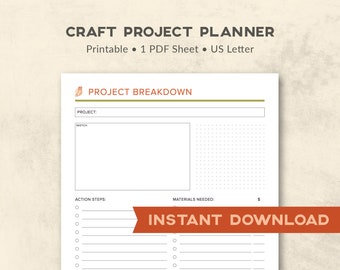 Planificador de proyectos de manualidades: Desglose de proyectos DIY (Plantilla digital)