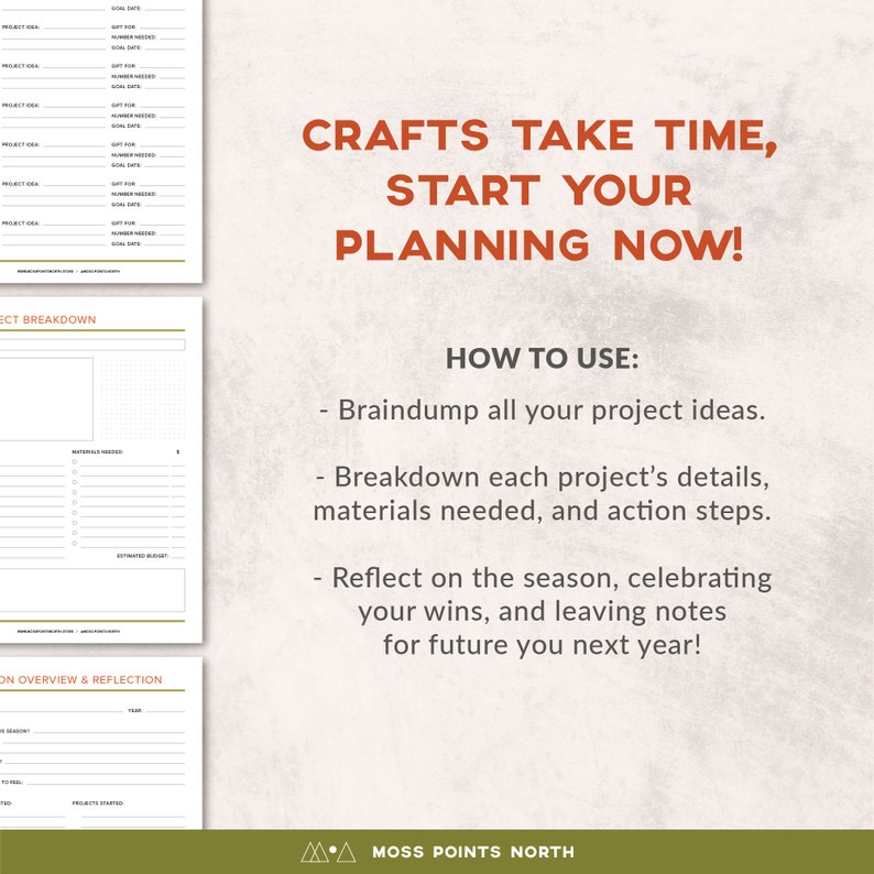 Holiday Craft Planning Printable, Christmas Gift Planner, Handmade Project Breakdown, US Letter Size, Digital Template, Instant Download image 3