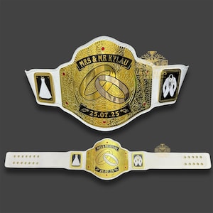 Handmade Personalized Wedding Wrestling Belt: Custom Bride & Groom Gift