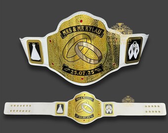 Handmade Personalized Wedding Wrestling Belt: Custom Bride & Groom Gift