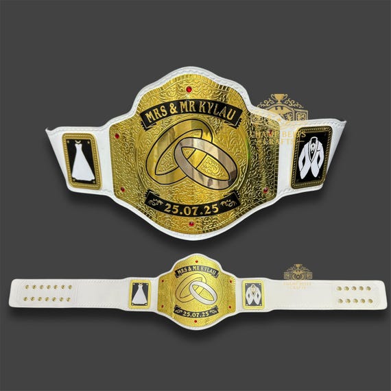 Handmade Personalized Wedding Wrestling Belt: Custom Bride & Groom Gift