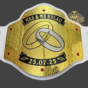 Handmade Personalized Wedding Wrestling Belt – Custom Championship Belt for Bride & Groom – Unique Wedding Gift and Photo Prop