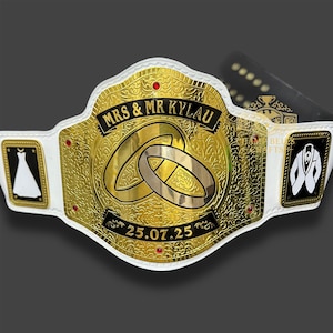 Handmade Personalized Wedding Wrestling Belt – Custom Championship Belt for Bride & Groom – Unique Wedding Gift and Photo Prop