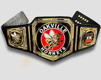 Custom Championship Belt: Genuine Leather, Zinc Plates, Personalized Award