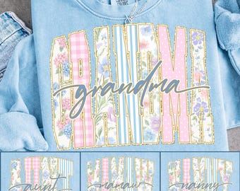 Floral Grandma Nanny Mamaw Aunt PNG, Preppy Mama PNG, Everyday Png, Glitter PNG, Religious, Grandmillennial, Coquette Boho Floral Png, Girly
