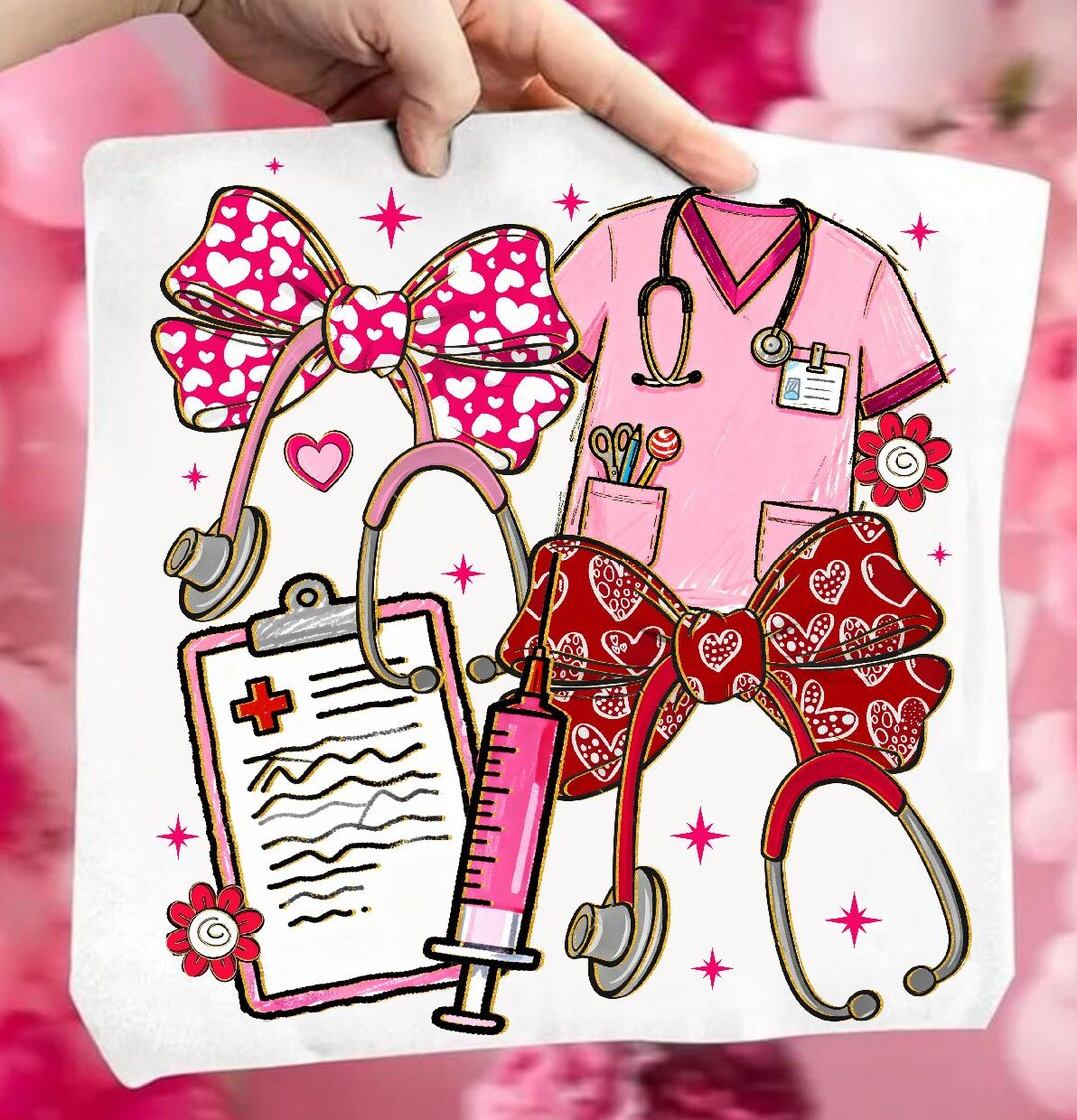 Nurse Valentine Coquette PNG, Pink Valentine Nurse Shirt Design ...
