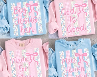 Striped Floral God is Good PNG Bundle, Big Jesus Fan Sublimation Design, Made for More Shirt Design, Make Heaven Crowded Png, Biblical Png