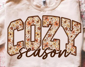 Cozy Season PNG, Thanksgiving Png, Fall Sublimation Design, Floral Fall Png, Autumn Png, Retro Halloween Png, Cozy Sublimation Design