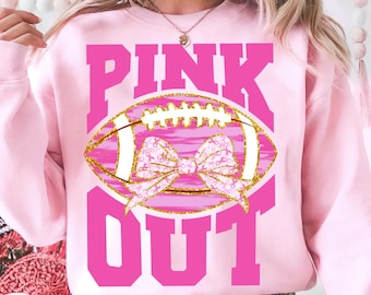 Coquette Football Pink Out PNG, Breast Cancer Awareness Preppy Ribbon Cheer Football Mom Png, We Wear Pink png, Tackle Cancer Png, Game Day