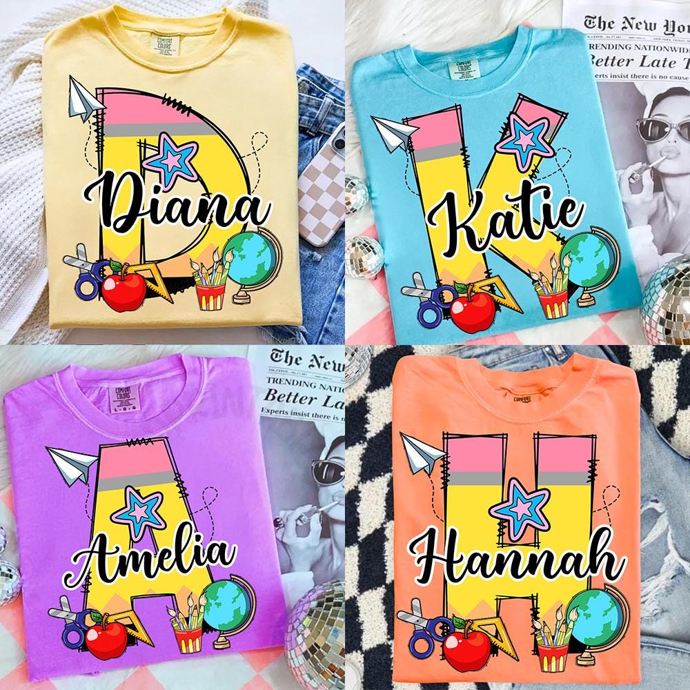 Personalized Pencil Name Png, Kids Back To School Png, Preppy First Day Of School Png, Teacher Appreciation, Teacher Student Gifts