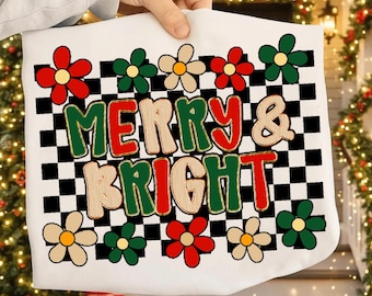 Preppy Christmas Png, Merry And Bright Png, Coquette Christmas Png,Checkered Xmas Png, Floral Christmas Png, Holiday Png, Tis The Season Png