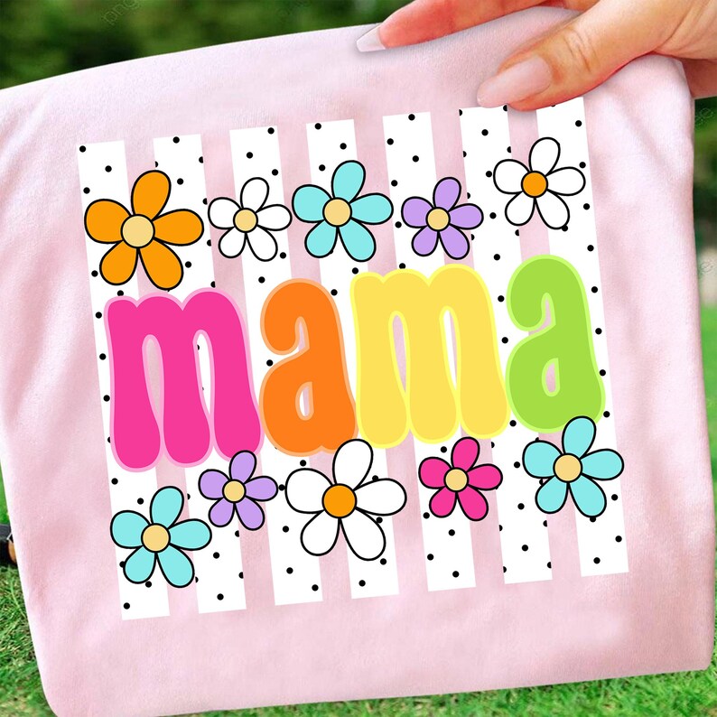 Striped Coquette Mama Floral PNG Bundle, Smiley Face Png, Neon Mama Png, Mother's Day Png, Preppy Mom Floral Shirt Design, Mama Polka Dots image 5