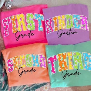 Floral Back to School PNG Neon Disstressed Bundle, Coquette Kindergarten Pre-K 1st 2nd 3rd 4th Grade Png, Girly Pink Bow,Hand Drawn,Colorful