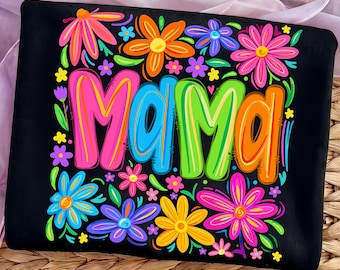 Retro neon Mama bloemenpenseel png, Bright ditsy Floral Mama Everyday png, Cottagecore Mama png, Moederdag png, girly, handgetekende