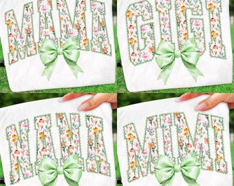 Retro Floral Mama Png Bundle, Floral Coquette Bow PNG, Nana Mimi Gigi PNG Coquette Bow Preppy Floral Shirt Design Spring png Cottagecore Png
