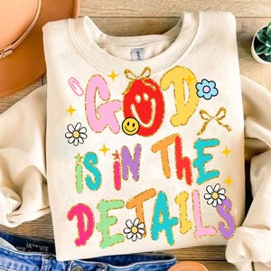 Preppy God is in the Details Glitter PNG, Religious PNG, Trendy Png, Neon Smiley Png, Millennial Png, Coquette Png, Hand Lettered Png