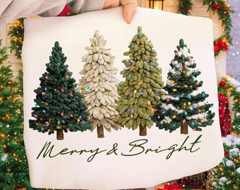 Faux Yarn Merry Christmas PNG, Yarn Christmas Tree Png, Chunky Knit Coquette Bow Christmas Tree PNG, Realistic Yarn Holiday Sublimation