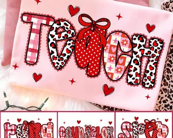 Adrette Lehrerin Valentine Png-Bundle, Kokette Teach Para Counselor Beschleunigte Valentinstag Png, Leopard Valentinstag Png, Herz Valentinstag Png, Vday Png