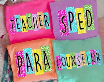 Neon Schulbesetzung PNG Bundle, Zurück in der Schule Lehrer Geschwindigkeit Para Counselor, Adretter Erster Schultag Gänseblümchen Girly Png, Bunt