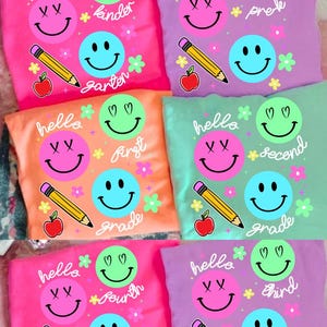 Preppy Back to School PNG Bundle, Hello Pre-k 1st 2nd 3rd Grade Png, Smiley First Day of School Hand Drawn, Girl Back to School, Teacher Png
