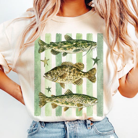 Preppy Fish Png, Striped Camo Bass Sublimation Design, Fishing Png, Summer Shirt Design, Trending Lake Life Png, Girly Cottage Life Png