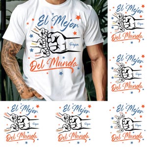 Personalized El Mejor Papa Del Mundo Fist Bump Bundle Png, Vintage Spanish Papá Png, Custom Father's Day Png, Spanish Dad, Latina Dad Gift
