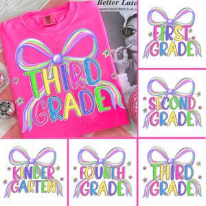 Preppy Back To School PNG Bundle, Coquette School First Day, Teacher PNG, Girly Png, Preppy School Png, All Grades, Brushstroke, Glitter Png