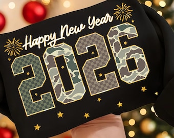 Camo 2026 Happy New Year PNG, 2026 Camouflage, Old Camouflage 2026, Happy New Year, Retro 2026 Happy New Year Sublimation Design Png