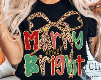 Preppy Merry & Christmas Png, Coquette Christmas Png, Christmas Leopard Png, Preppy Christmas Tree PNG, Girly, Hand Drawn, Brushstroke