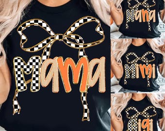 Preppy Checkered Fall Mama/Gigi/Mini/Nana Bundle Png, Coquette Checkered Png, Fall Mama Png, Spooky Season Png, Autumn Png, Pumpkin Spice