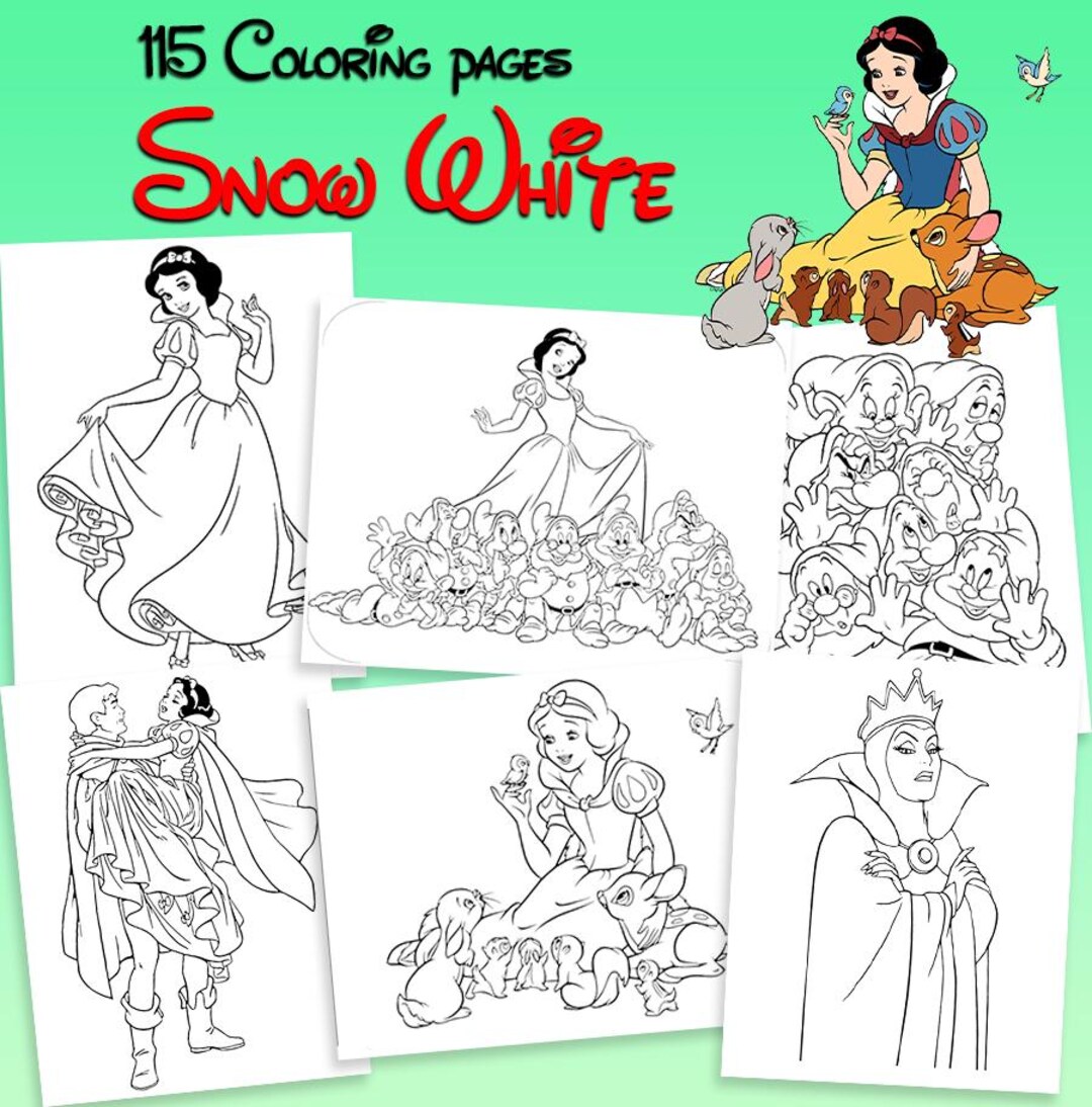 Disney Snow White 115 Coloring Pages, Snow White and Seven Dwarfs ...