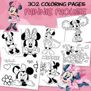 302 pages à colorier Minnie Mouse, pages à colorier de films Disney, livre de coloriage pour enfants, pages à colorier numériques, téléchargement immédiat pdf