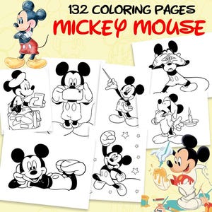 Mickey Mouse 123 Coloring Pages, Disney Movie Coloring Pages, Children Coloring Book, Digital Coloring Pages, Instant download pdf