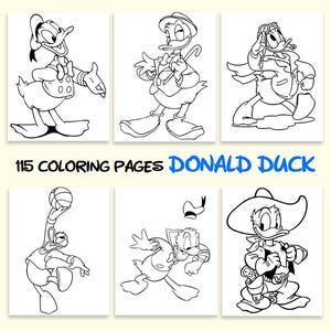 Donald Duck 115 Coloring Pages, Disney Movie Coloring Pages, Children Coloring Book, Digital Coloring Pages, Instant download pdf