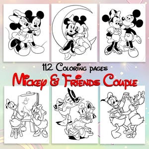 Mickey and Friends Couple 112 Coloring Pages, Disney Movie Coloring Pages, Children Digital Coloring Pages, Instant download pdf