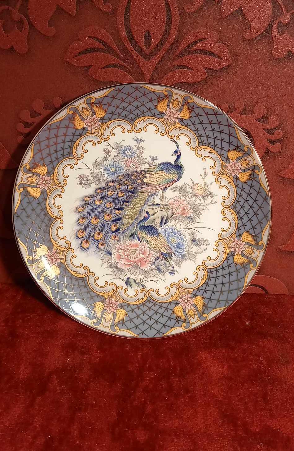 vintage Japanese decorative plate peacock  oriental plate wall collectors plate