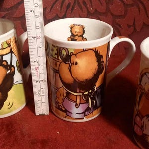 vintage set of 4 Teddy Bear Bone China Mugs
