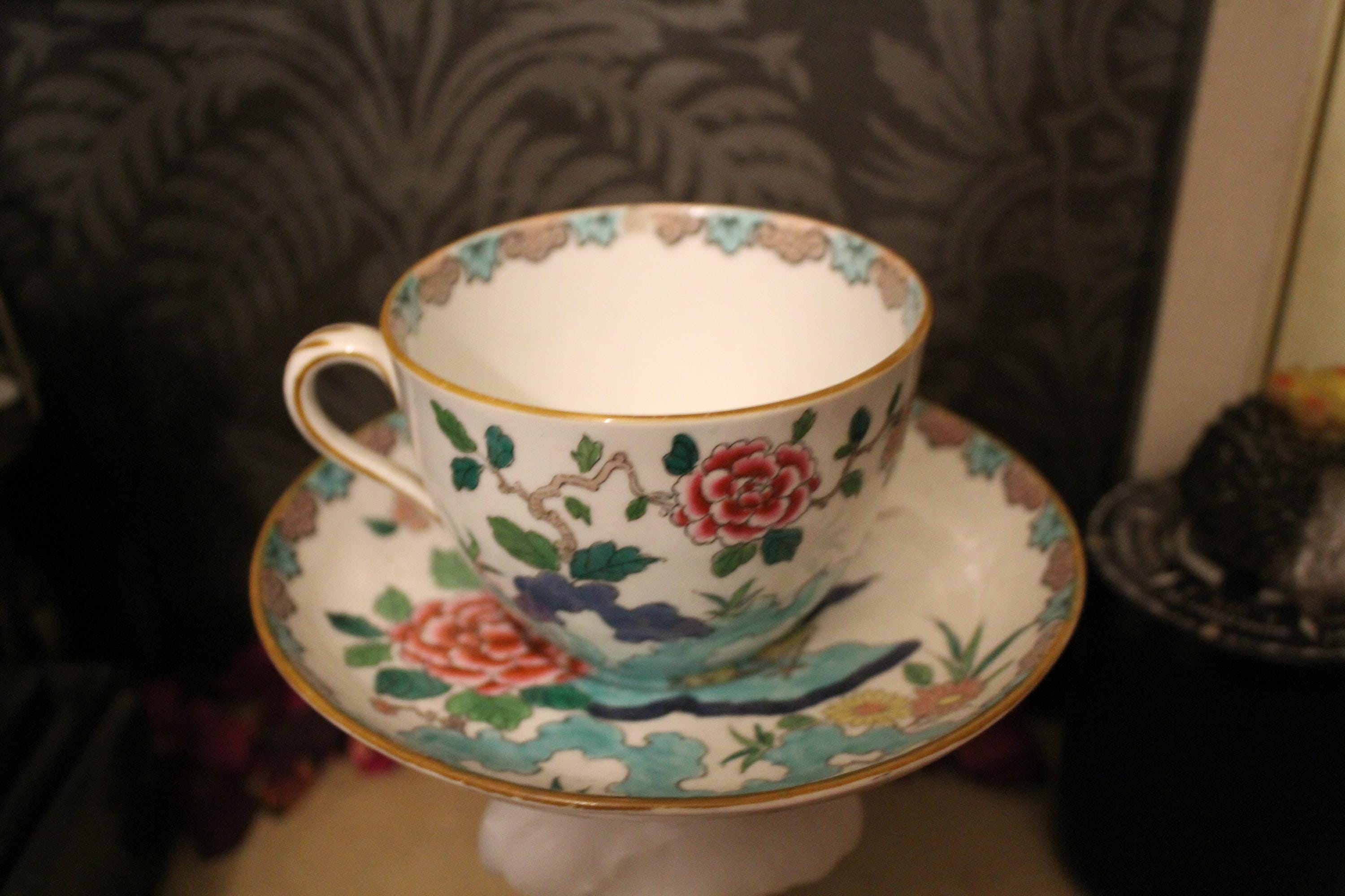 Crown Staffordshire England #5322 Rock Bird Antique Cup and Saucer