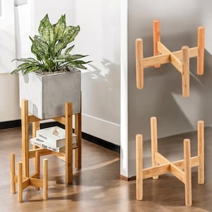 Bambus Bonsai Ständer | Pflanzenhalter aus Holz für Zimmerpflanzen | Blumentöpfe | Home Décor & Garten-Accessoires