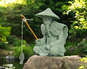 Statue de vieil homme de pêche en résine assis, ornement de jardin, piscine de jardin extérieure, micro-paysage, artisanat de jardin bonsaï  15