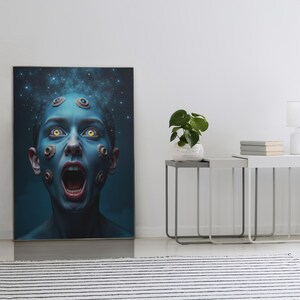 Surreal Multi-Eyed Gesicht Poster Abstrakte Wandkunst für Wohnzimmer Schlafzimmer Büro Einzigartige Augen-Themen-Kunst-Druck Surreale Kunst Wohnkultur Räume