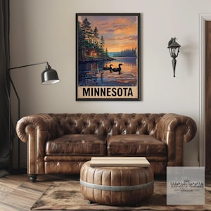Minnesota Lake Poster Scenic Nature Wall Art Cabin Decor for Lake House Rustic Landscape Print Water Reflection Artwork Home Office Gift