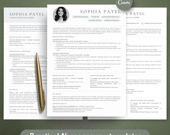 Two-Page Professional Nurse Resume Template for Canva | Clean and Minimalist ATS Compatible Design