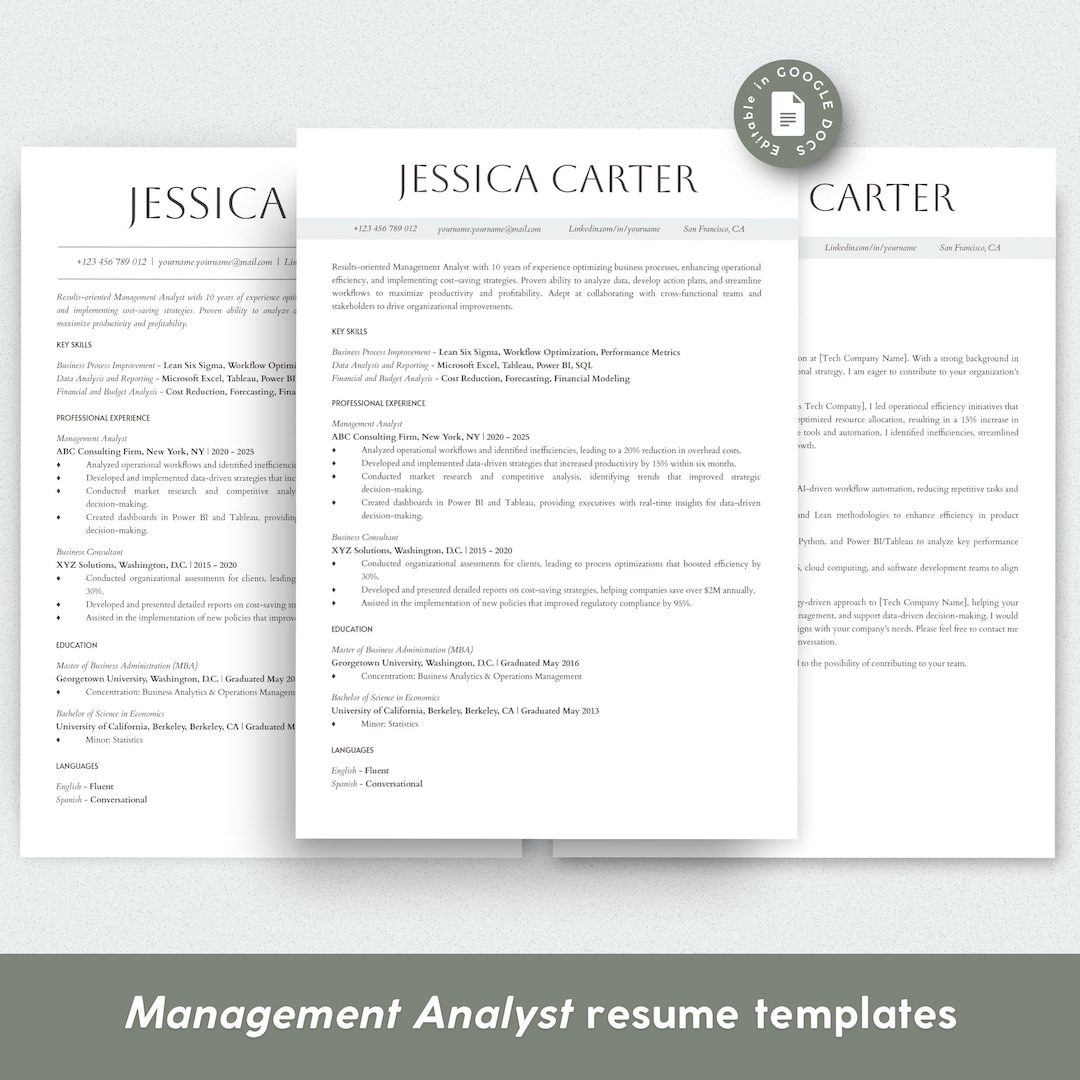 Professional Modern Resume Template Bundle for Google Docs | ATS ...