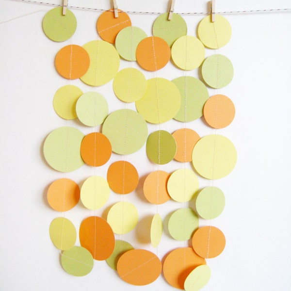 SALE 50% 0ff - Paper Garland in orange yellow and green citrus shades