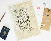 Travel Quote Screen Print on Vintage Atlas Page - Saint Augustine