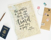 Travel Quote Screen Print on Vintage Atlas Page - Saint Augustine